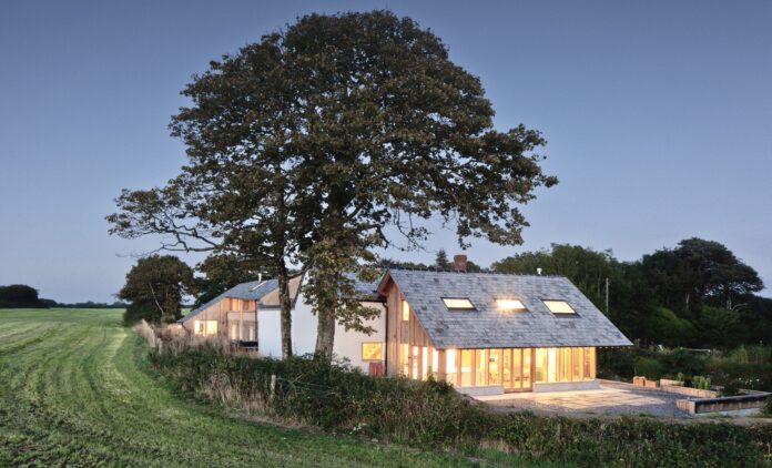 Exterior of The Farmhouse, Bude at night