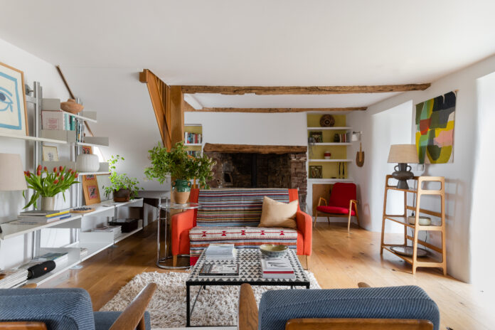 Living room at The Farmhouse, Bude