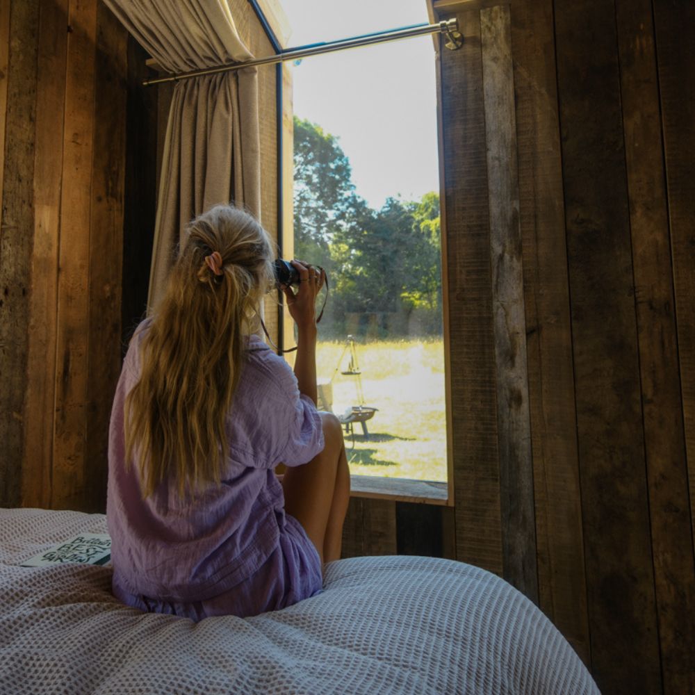 Wildlife spotting at The Wild Root, a luxe cabin on Kip Hideaways